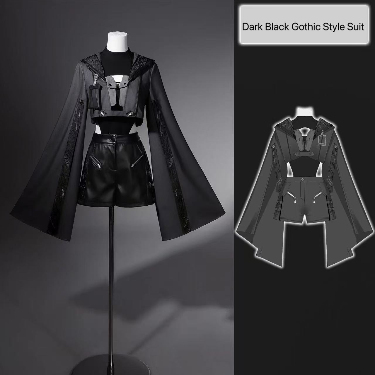 Street Fashion In Chinese - 다크 블랙 고딕 코스튬 여성용 신상