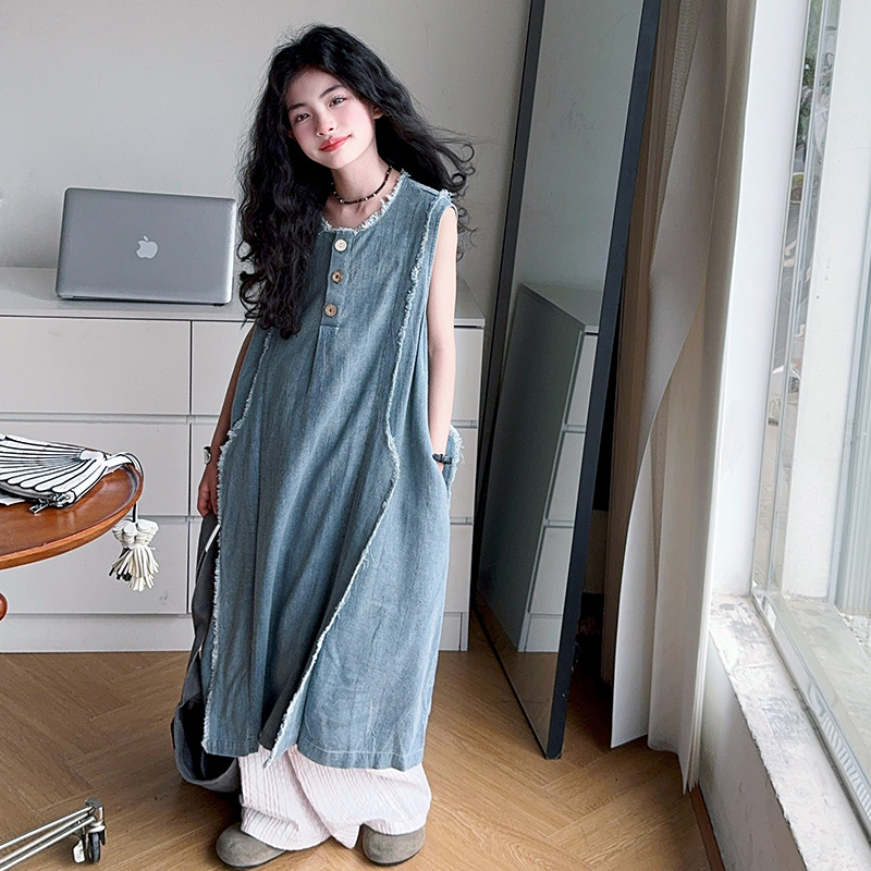 Street Fashion Outfit - 느슨한 스타일 키즈 럭셔리 여름 데님