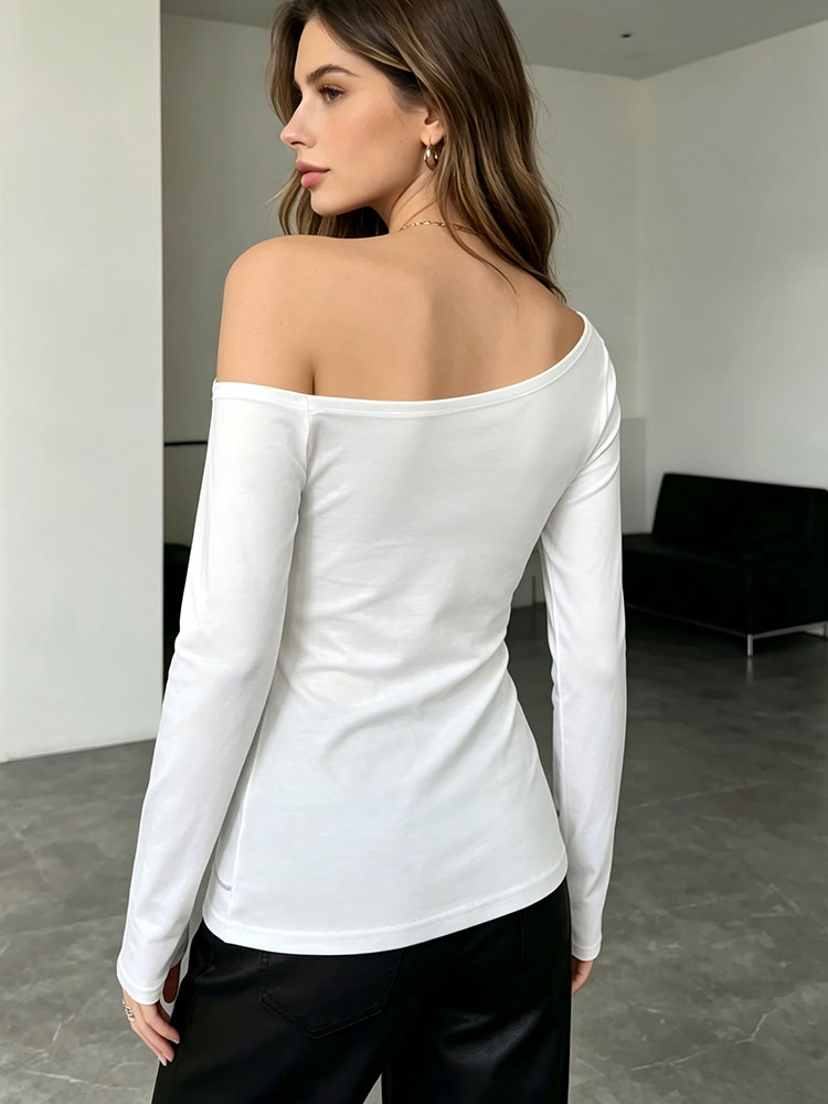 2026 유럽과 미국의 새로운 경사 어깨 긴팔 탑 프린 - Street Fashion Tshirt 리뷰 및 가격
