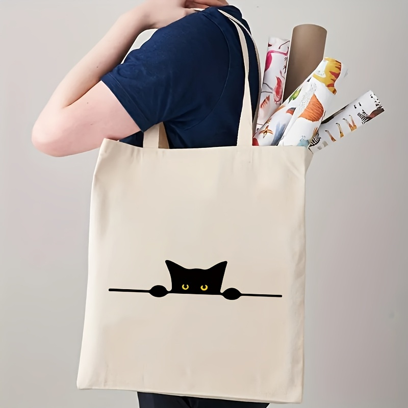 선형 고양이 프린트 패턴 패션 캔버스 백팩 토트백, 유 - Tote Bag Canvas Print 리뷰 및 가격