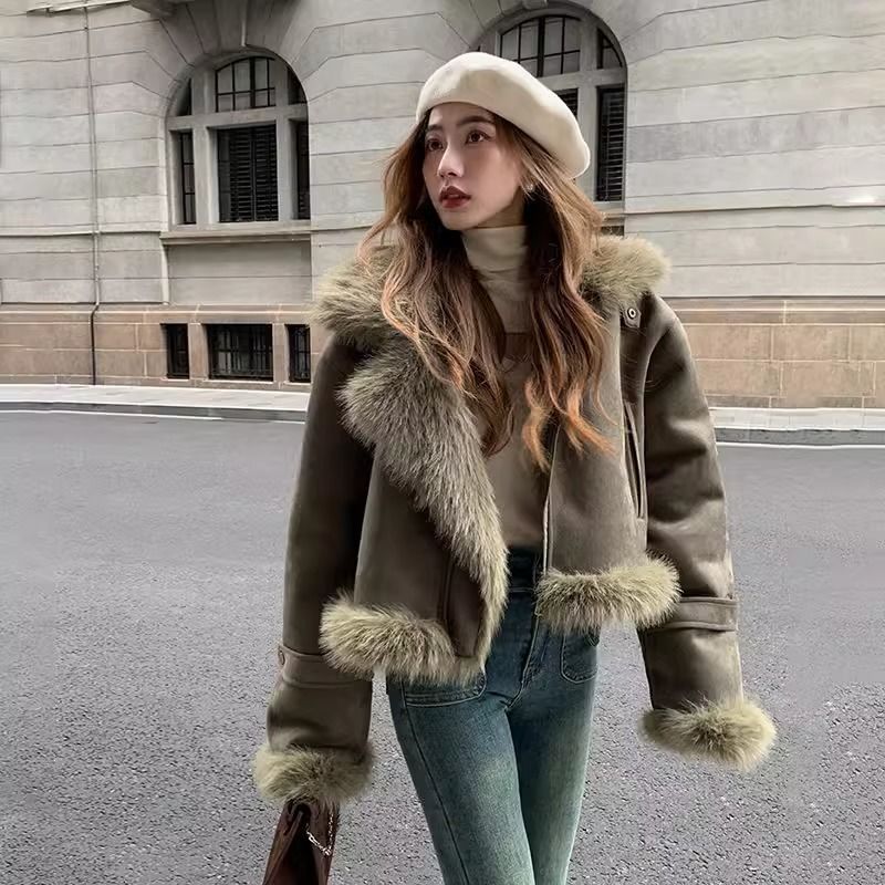 여성 모델 요정 가을 겨울 탑 코트 스웨이드 오토바이  - Street Fashion China Models 리뷰 및 가격