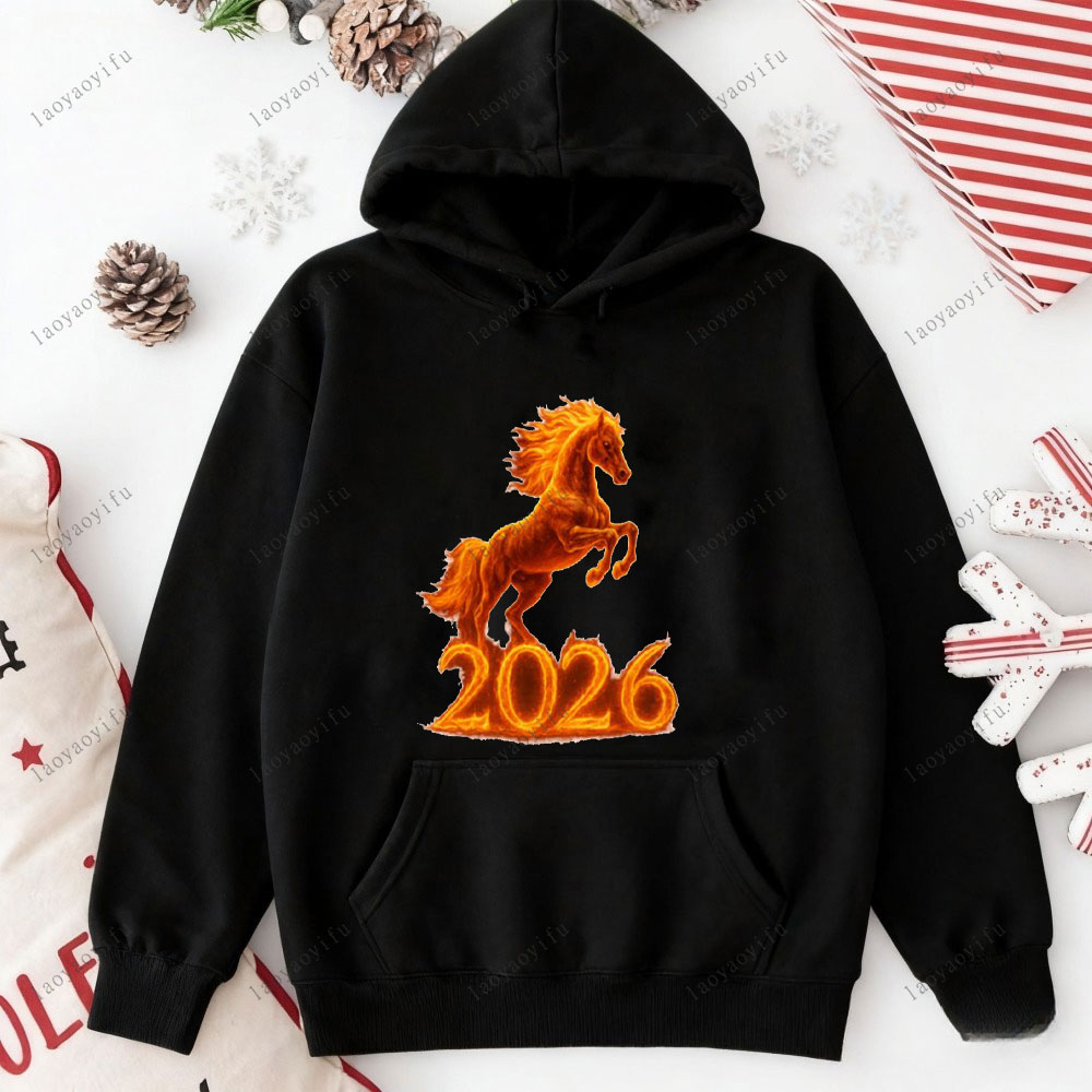 말의 해 2026 중국 설날 그래픽 후드티 스트리트 패 - Street Fashion In Chinese 리뷰 및 가격