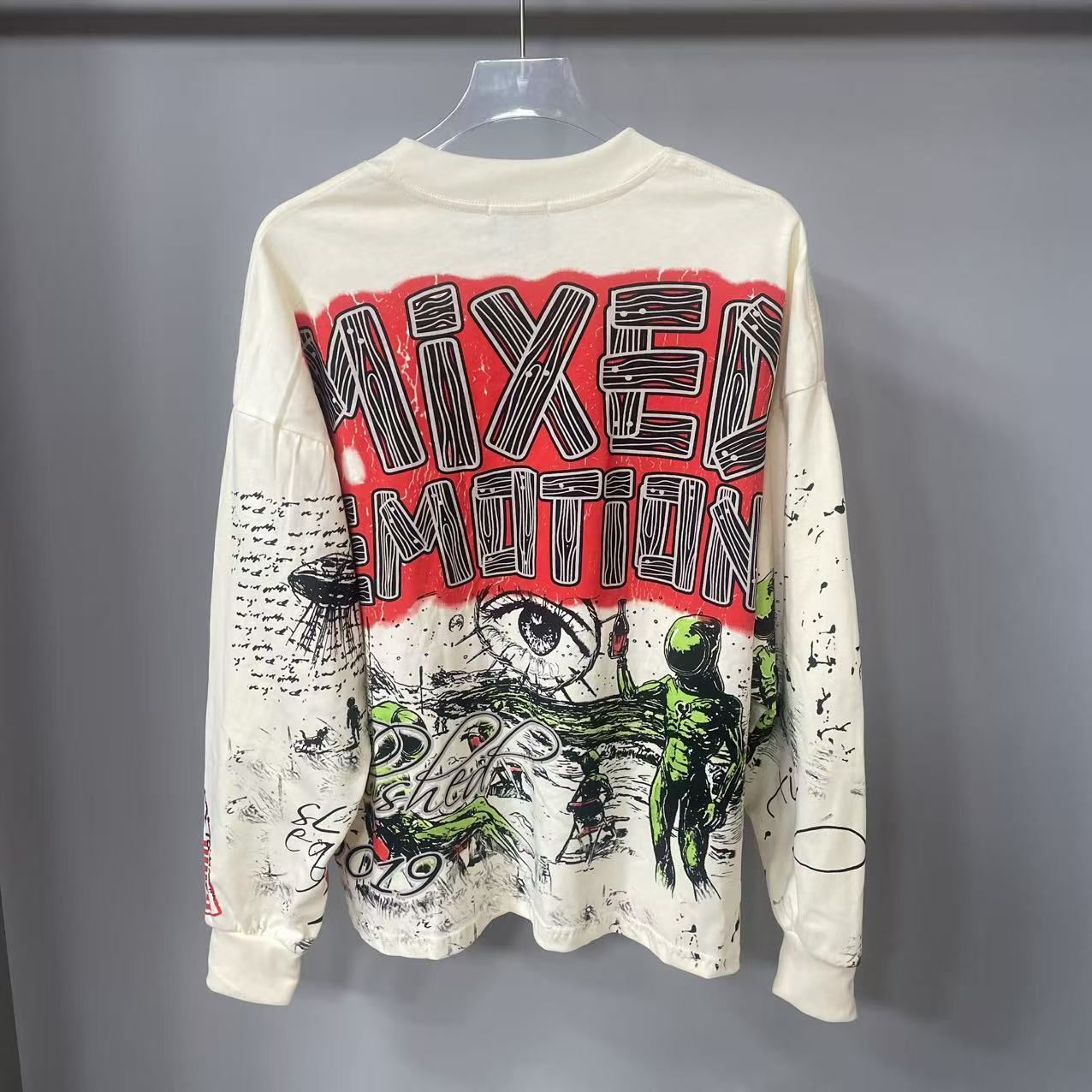 고품질 디자이너 MIXED-EMOTION 긴팔 티셔츠  - Street Fashion Tshirt 리뷰 및 가격