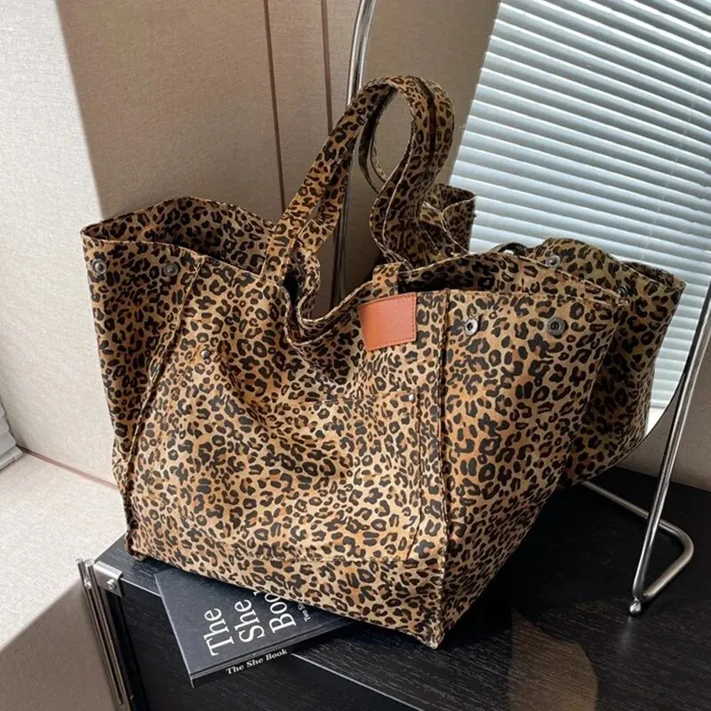 세련된 레오파드 프린트 캐주얼 겨드랑이 토트백, 레트로 - Tote Bag Canvas Print 리뷰 및 가격