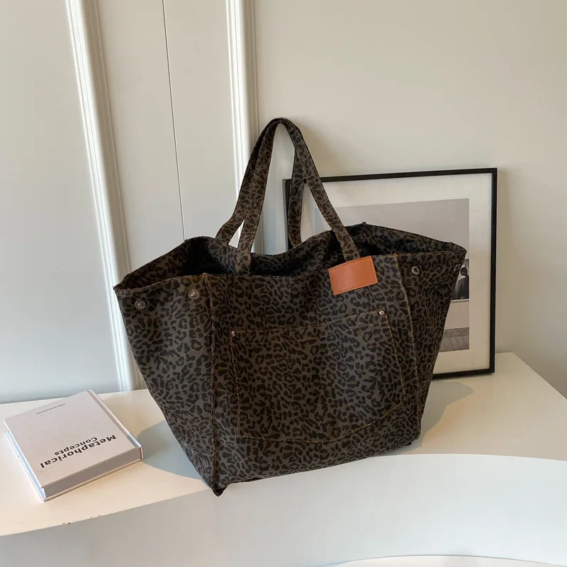 세련된 레오파드 프린트 캐주얼 겨드랑이 토트백, 레트로 - Tote Bag Canvas Print 리뷰 및 가격