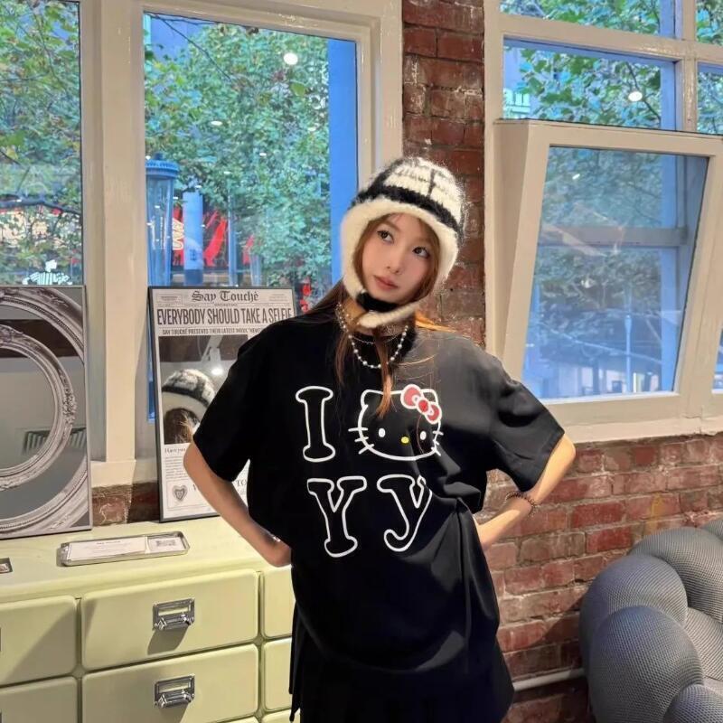 반팔 산리오 여름 순면 유니섹스 티셔츠 헬로키티 트렌디 - Street Fashion Tshirt 리뷰 및 가격